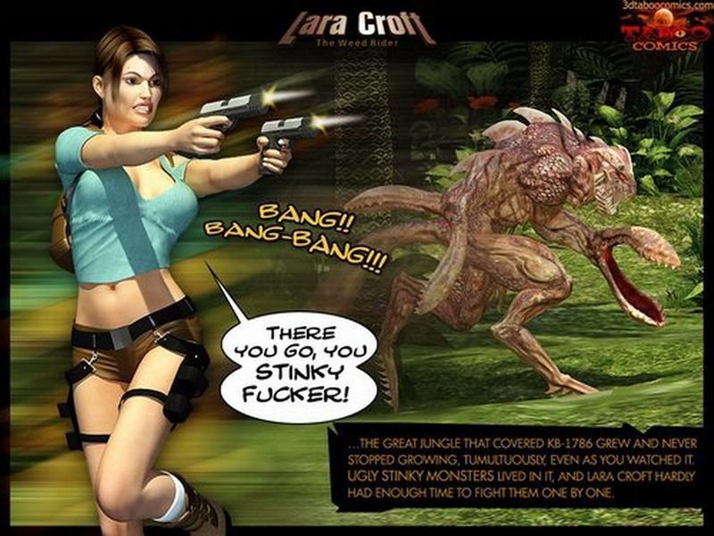 D Lara Croft die Unkraut Reiter
