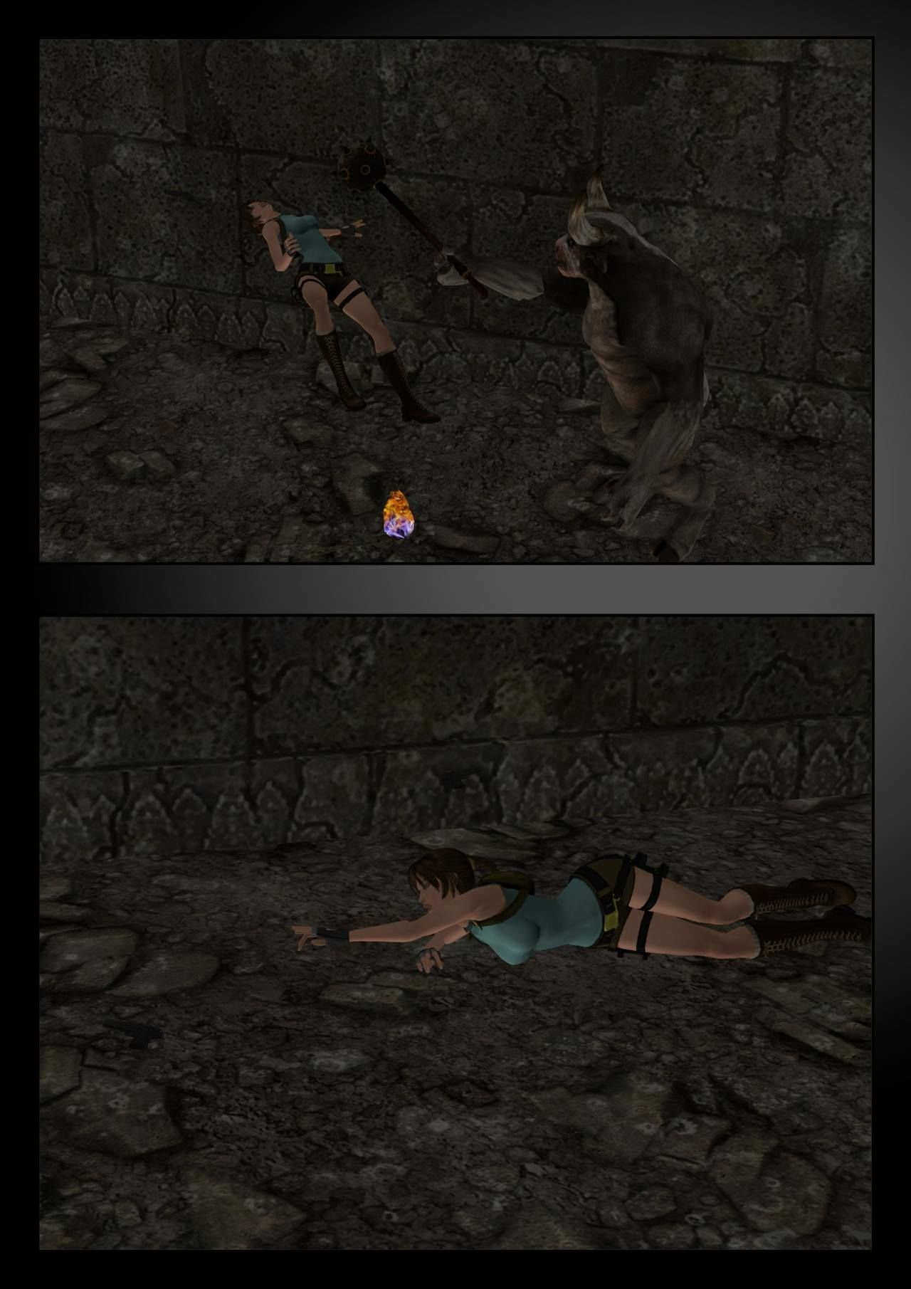 Lara Croft vs bu minotaurus Yarı mamul