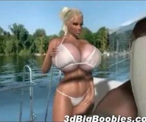 3D Blonde with Huge Boobs! - 3 min