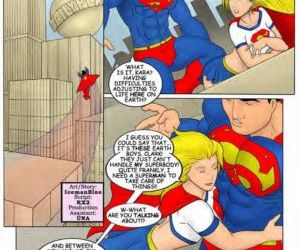 Comics Supergirl, threesome , superheroes  superman