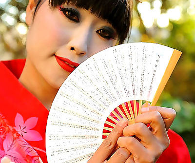 Japanese Geisha pleasures a white..