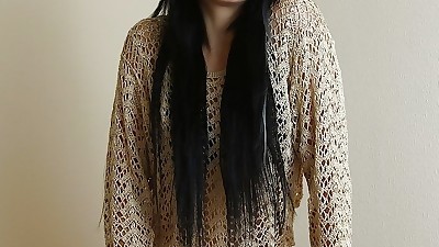 Teen chick with long dark hair..